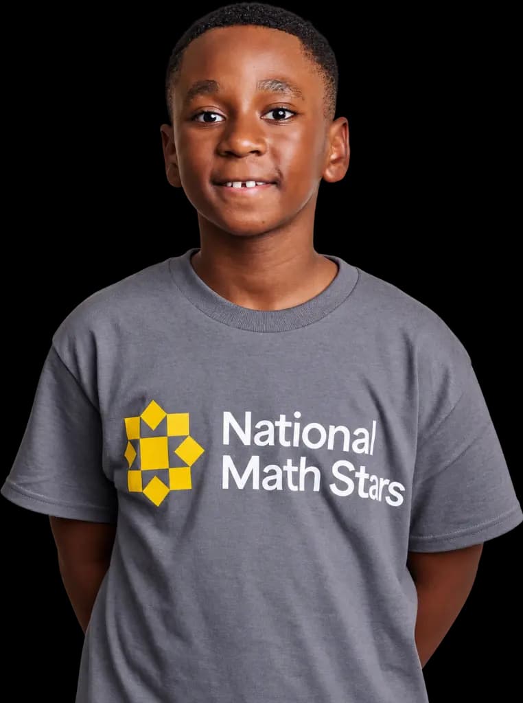 Student wearing National Math Stars t-shirt